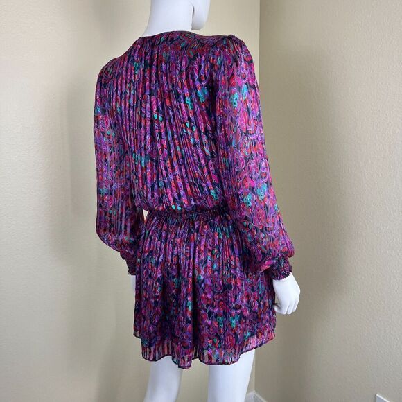 Ramy Brook Womens Size S Purple Gessie Silk Mini Dress Pullover Boho Psychedelic - Picture 9 of 13